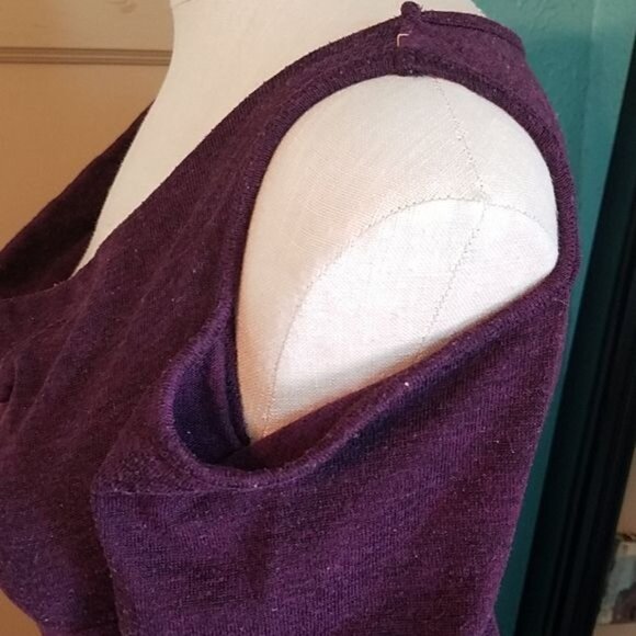 Dress Scooped Neck  Blue Sketch Cold Shoulder Purple Women's Size WOMAN'S LARGE - Picture 8 of 11